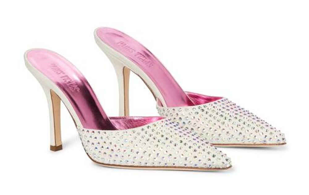 Paris Texas Embellished Cream Hollywood Mules Size 41
